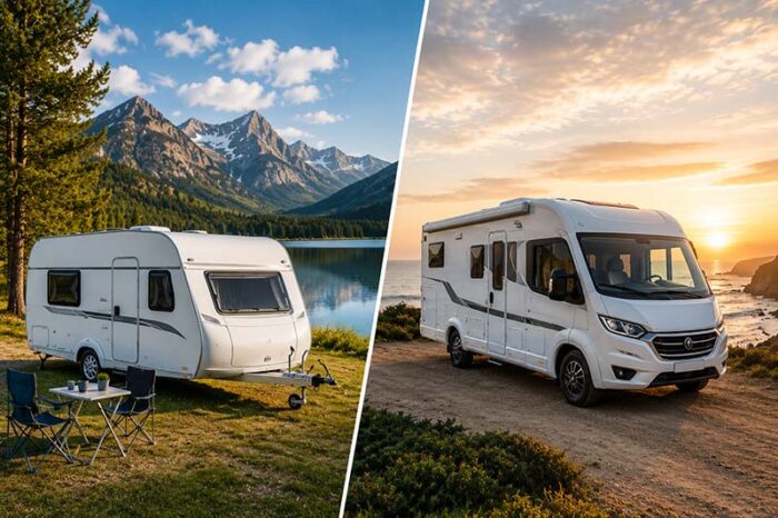 Una caravana y una autocaravana